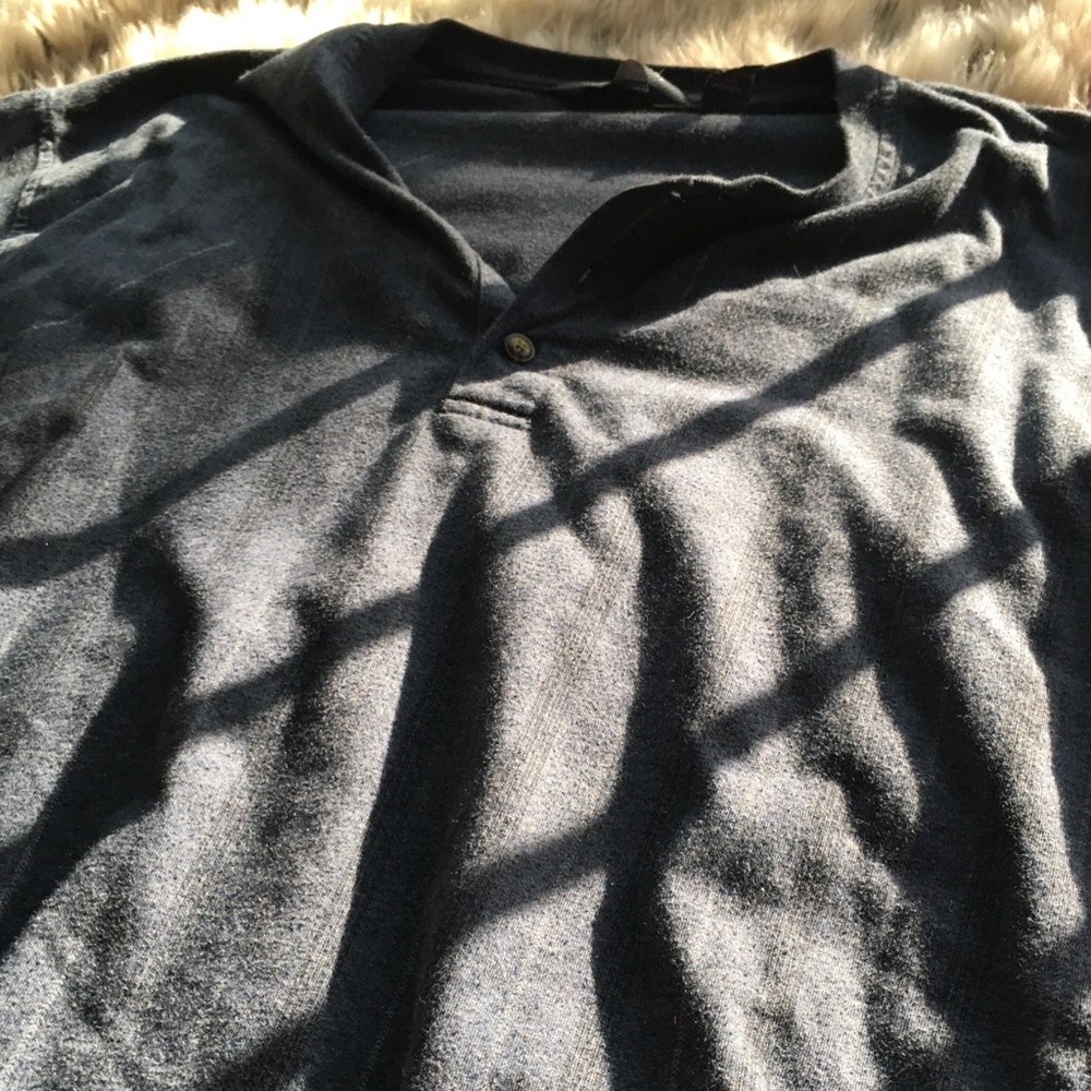 Blue striped tee with buttons